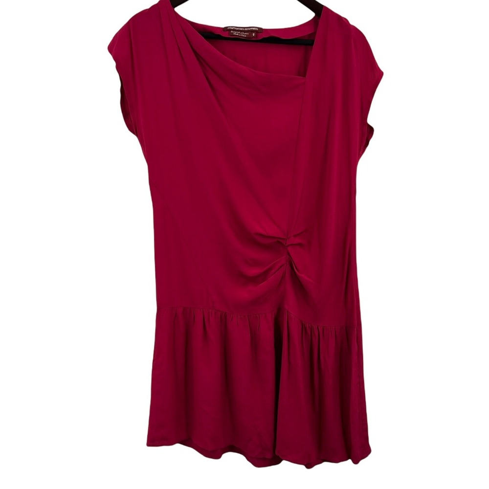 Anthropologie Dress CDC Laureni Dark Pink Dropped Waist Ruched Size 40 / L